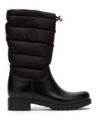 Matchesfashion.com Moncler - Ginette Padded Nylon And Leather Rain Boots - Womens - Black
