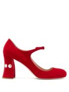 Matchesfashion.com Miu Miu - Suede Crystal Embellished Pumps - Womens - Red