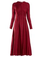 Matchesfashion.com Gabriela Hearst - Janis Pleated Shantung Midi Dress - Womens - Dark Red