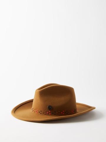 Maison Michel - Austin Bead-embellished Wool-felt Cowboy Hat - Womens - Camel