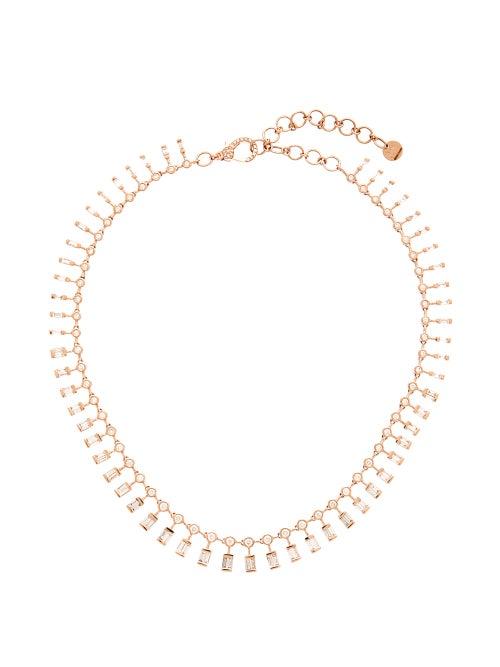 Matchesfashion.com Shay - Dot Dash Diamond & 18kt Rose Gold Necklace - Womens - Crystal