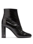 Saint Laurent Loulou Distressed Patent-leather Ankle Boots