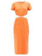 Staud - Matteo Cutout Linen Dress - Womens - Orange