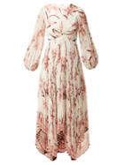 Matchesfashion.com Zimmermann - Corsage Orchid Print Pleated Midi Dress - Womens - Pink Print