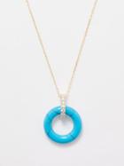 Mateo - Donut Diamond, Turquoise & 14kt Gold Necklace - Womens - Blue Multi
