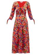 Matchesfashion.com Borgo De Nor - Mailou Dreaming Floral-print Satin Dress - Womens - Red Multi