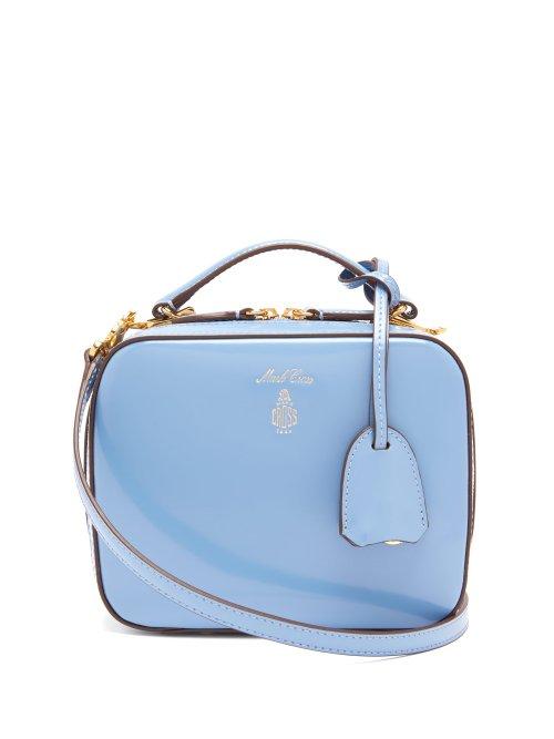 Matchesfashion.com Mark Cross - Laura Mini Patent Leather Shoulder Bag - Womens - Light Blue