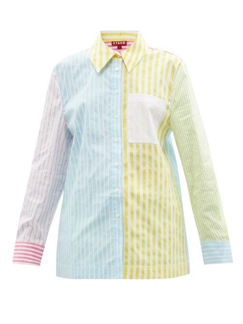 Ladies Rtw Staud - Martha Striped Cotton-blend Poplin Shirt - Womens - Multi