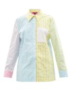 Ladies Rtw Staud - Martha Striped Cotton-blend Poplin Shirt - Womens - Multi
