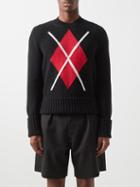 Stefan Cooke - Argyle Knitted-cotton Sweater - Mens - Black Multi