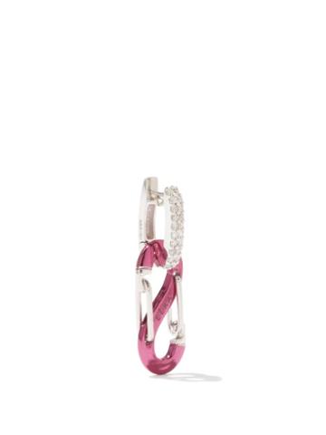 Era - Romy Diamond & 18kt White-gold Single Earring - Womens - Pink