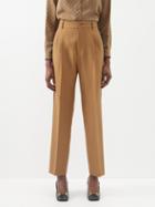 Gucci - High-rise Pleated Wool-twill Trousers. - Womens - Brown Black