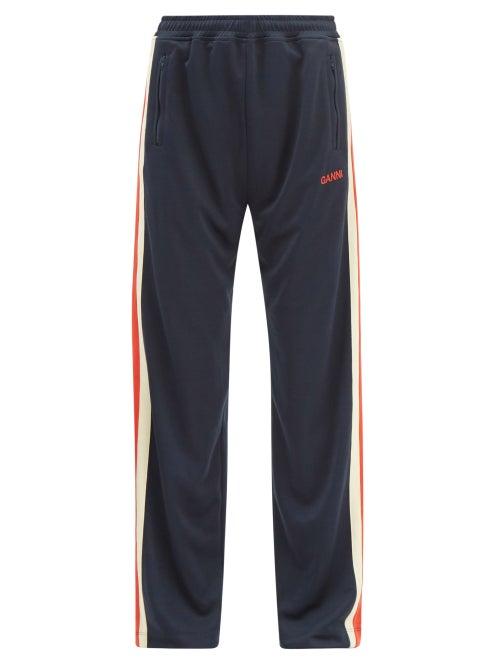 Ganni - Striped Jersey Track Pants - Womens - Navy Multi