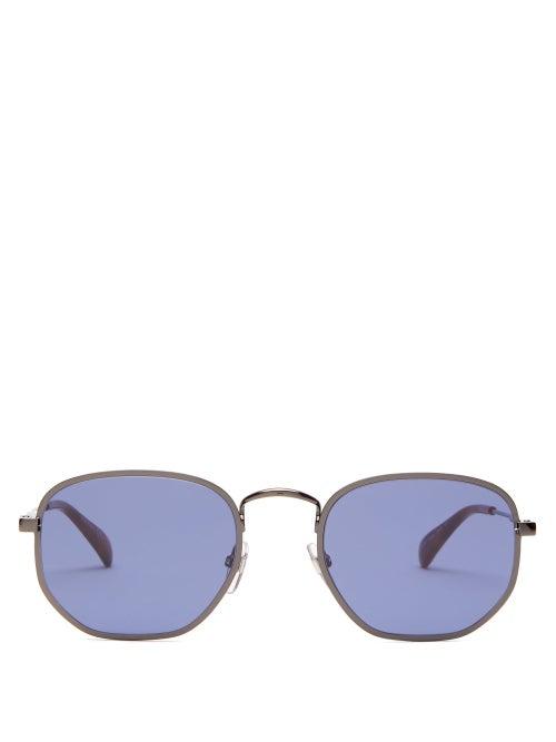 Matchesfashion.com Givenchy - Gv 7147/s Hexagonal Metal Sunglasses - Mens - Navy
