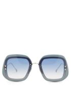 Isabel Marant Eyewear - Layered Square Metal Sunglasses - Womens - Dark Green