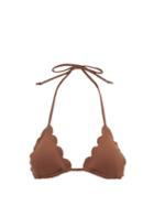 Matchesfashion.com Marysia - Broadway Scalloped Bikini Top - Womens - Dark Brown