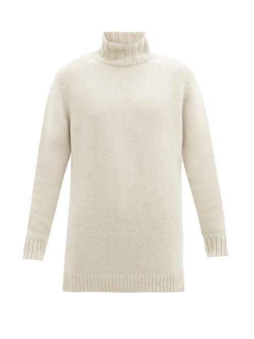 Matchesfashion.com The Elder Statesman - Roll-neck Cashmere Sweater - Womens - White