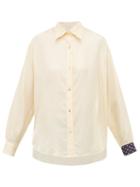 Matchesfashion.com La Prestic Ouiston - Varenne Contrast Panel Silk Twill Shirt - Womens - Cream Multi