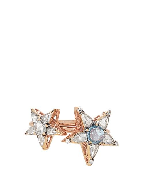Selim Mouzannar Diamond, Aquamarine & Pink-gold Istanbul Rings
