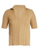 Matchesfashion.com Jacquemus - V Neck Ribbed Knit Cotton Top - Womens - Light Brown