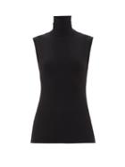 Ladies Rtw Norma Kamali - Turtle Sleeveless Jersey Top - Womens - Black