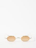 Jacques Marie Mage - X Lou Doillon The Burn Titanium Sunglasses - Womens - Gold Multi
