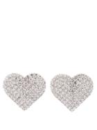 Matchesfashion.com Alessandra Rich - Crystal-heart Clip Earrings - Womens - Crystal
