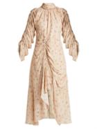 Matchesfashion.com Preen By Thornton Bregazzi - Zillie Floral Print Silk Dress - Womens - Ivory Multi