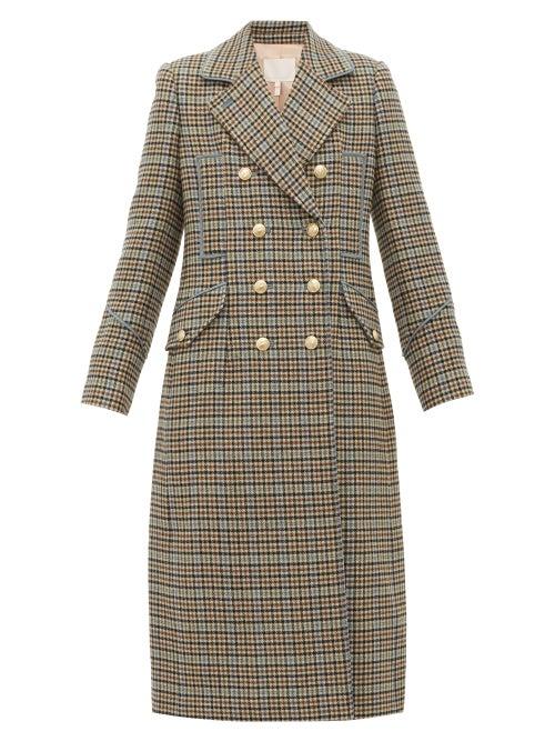 Matchesfashion.com Rebecca Taylor - Double Breasted Houndstooth Wool Blend Coat - Womens - Beige Multi