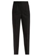 Matchesfashion.com Dolce & Gabbana - High Rise Pinstriped Wool Blend Trousers - Womens - Navy White