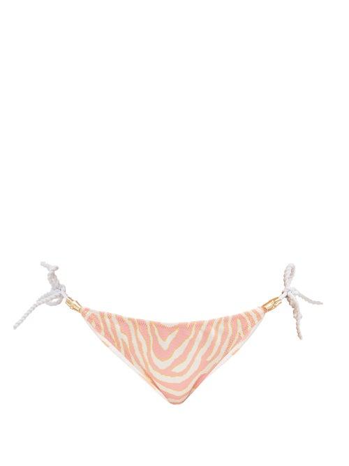 Matchesfashion.com Heidi Klein - Cape Town Zebra-print Bikini Briefs - Womens - Pink Print
