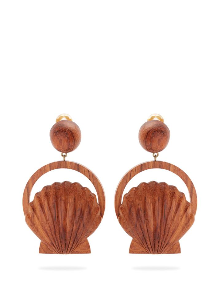 Rebecca De Ravenel Venus Wood Clip-on Earrings