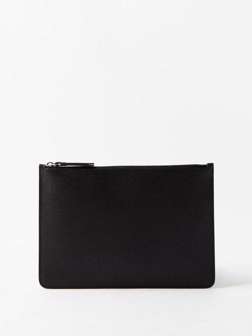 Maison Margiela - Four Stitch Grained-leather Pouch - Mens - Black