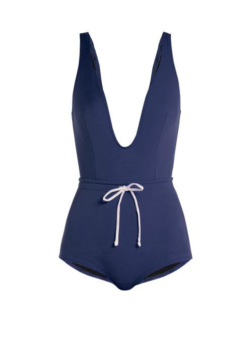 Matchesfashion.com Solid & Striped - The Edie Drawstring Waist Swimsuit - Womens - Navy