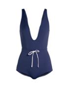 Matchesfashion.com Solid & Striped - The Edie Drawstring Waist Swimsuit - Womens - Navy