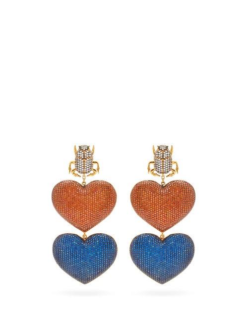 Matchesfashion.com Begum Khan - Scarab Mon Amour Gold-plated Clip Earrings - Womens - Multi