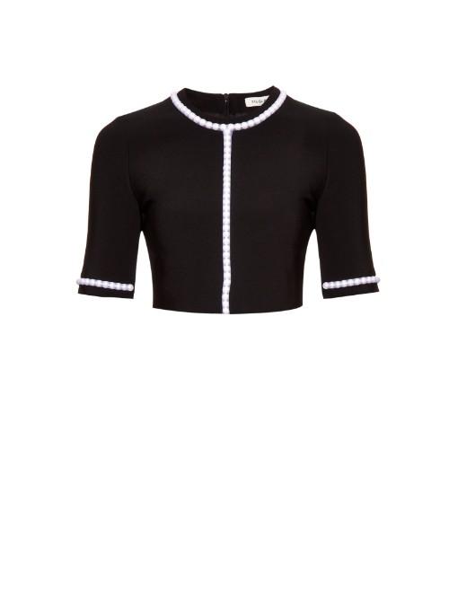 Mugler Pearl-embellished Cropped Top