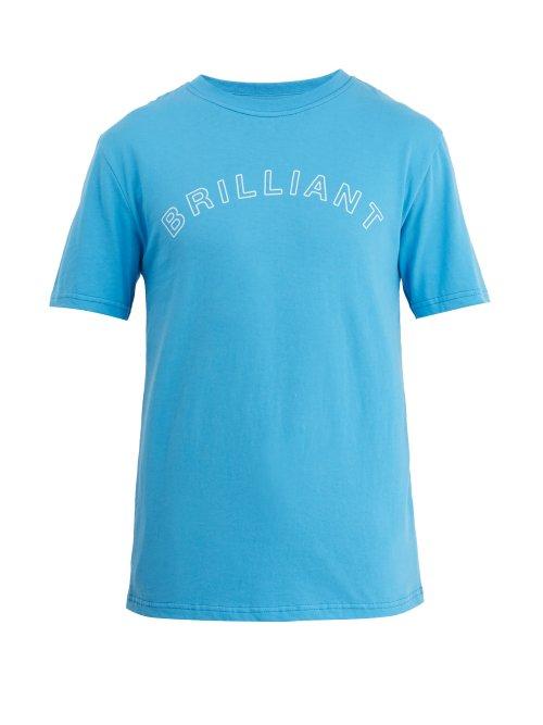 Matchesfashion.com A Brilliant Brand - Logo Print Cotton T Shirt - Mens - Navy