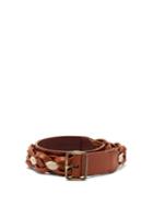 Matchesfashion.com Saint Laurent - Braided Leather And Rope Belt - Womens - Tan
