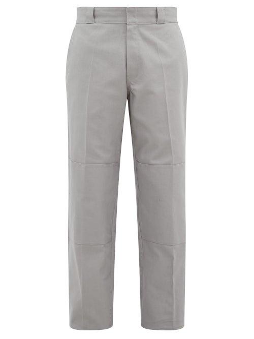 Matchesfashion.com Raf Simons - Illusion Emboidered Cotton Twilll Trousers - Mens - Grey