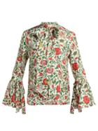 Matchesfashion.com La Doublej - Happy Wrist Dragonflower Print Silk Blouse - Womens - White Multi