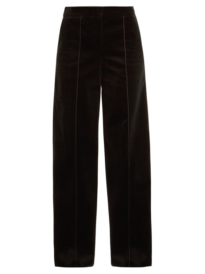 Amanda Wakeley High-rise Wide-leg Cotton-velvet Trousers