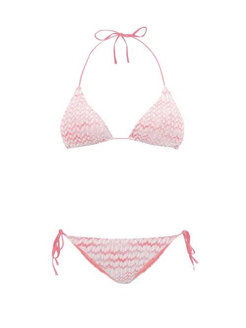 Matchesfashion.com Missoni Mare - Zigzag Knitted Halterneck Bikini - Womens - Pink