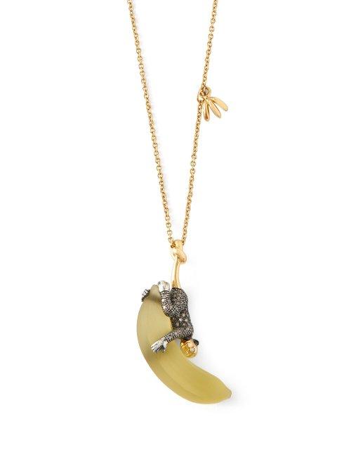 Matchesfashion.com Bibi Van Der Velden - Monkey And Banana 18kt Rose Gold Necklace - Womens - Yellow