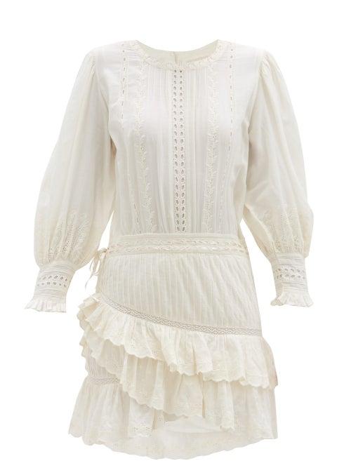 Matchesfashion.com Loveshackfancy - Lorelai Ruffled Cotton-gauze Mini Dress - Womens - White