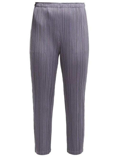 Matchesfashion.com Pleats Please Issey Miyake - Pleated Cropped Trousers - Womens - Mid Grey