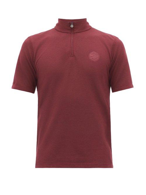 Matchesfashion.com Iffley Road - Sidmouth Half Zip Piqu T Shirt - Mens - Burgundy