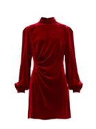 Matchesfashion.com Raquel Diniz - Elle Balloon Sleeve Velvet Dress - Womens - Red