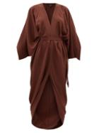 Matchesfashion.com Thea - The Danae Tie-waist Silk-georgette Wrap Dress - Womens - Brown
