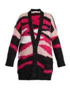 Matchesfashion.com Valentino - Tiger Stripe Mohair Blend Cardigan - Womens - Pink Multi
